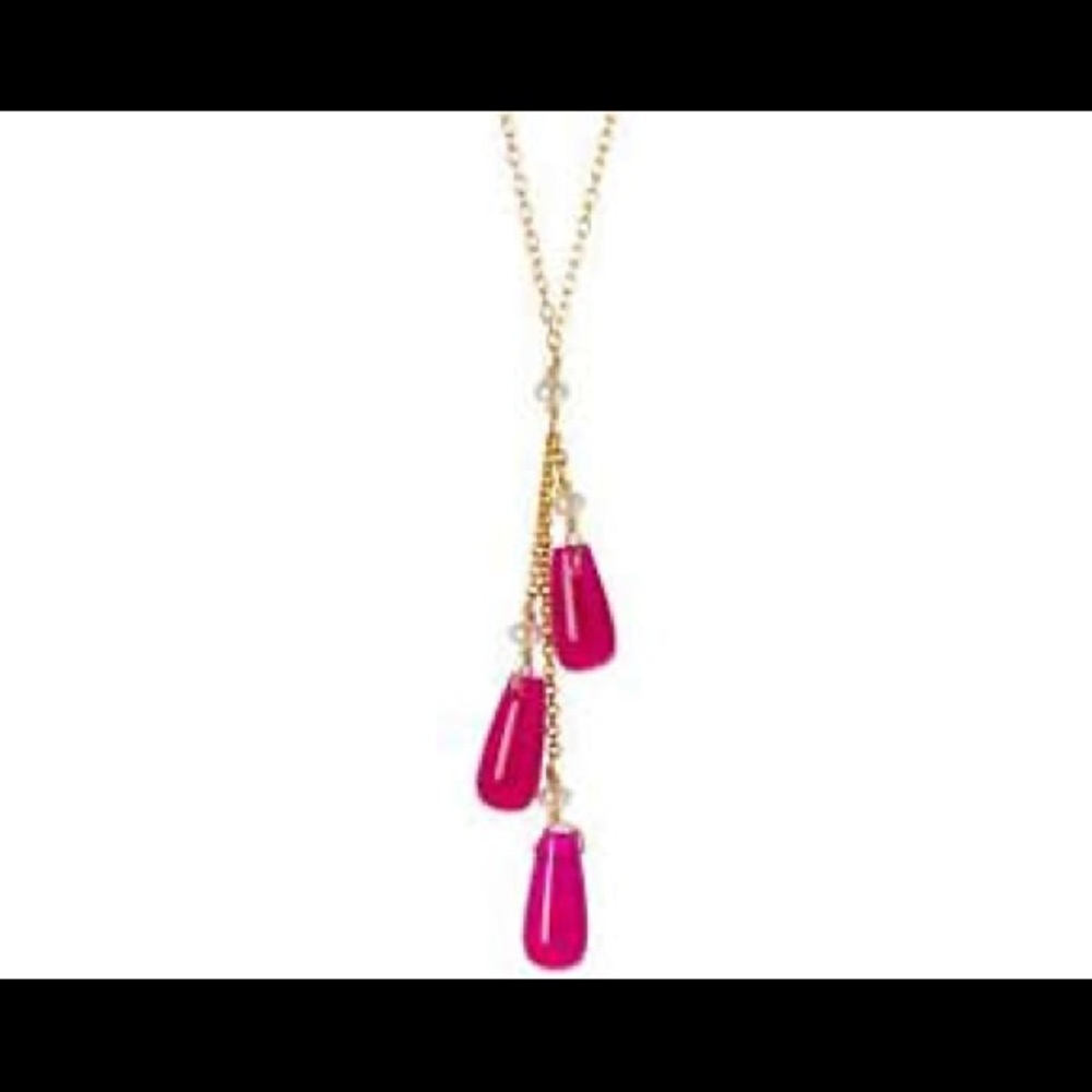Adorable Giu Giu Pink Tourmaline Drop Necklace